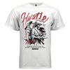 Stone angel counting money with Hustle More red graffiti script crown streetwear t-shirt