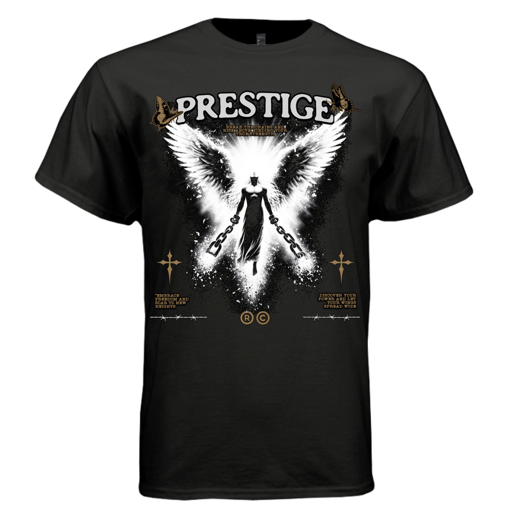 Prestige freedom rise faith angel broken chains oversized unisex t-shirt Project Hood