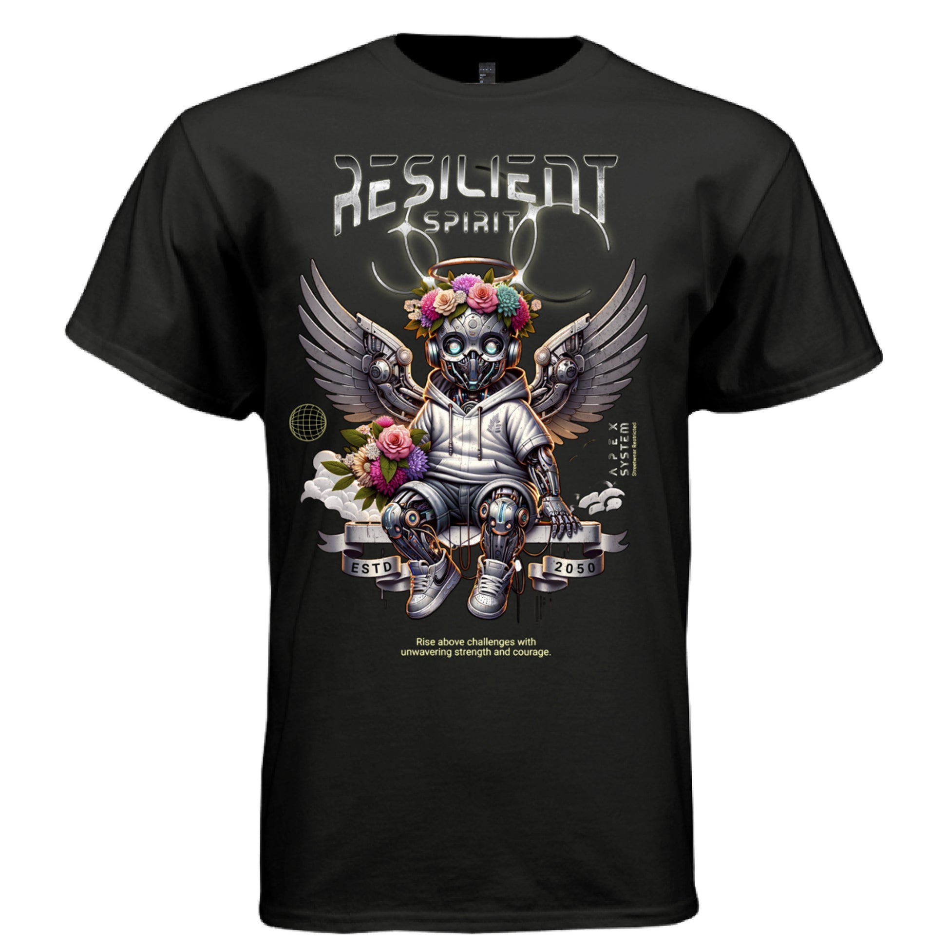 Resilient Spirit cyber angel hoodie sneakers flowers steel wings faith tee Project Hood