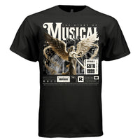 Musical Angel warm gold cream tee divine harmony harp music prayer oversized unisex t-shirt Project Hood