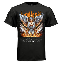 Endless faith angel fire storm clouds kneeling prayer glowing light orange gothic text celestial tee oversized unisex Project Hood