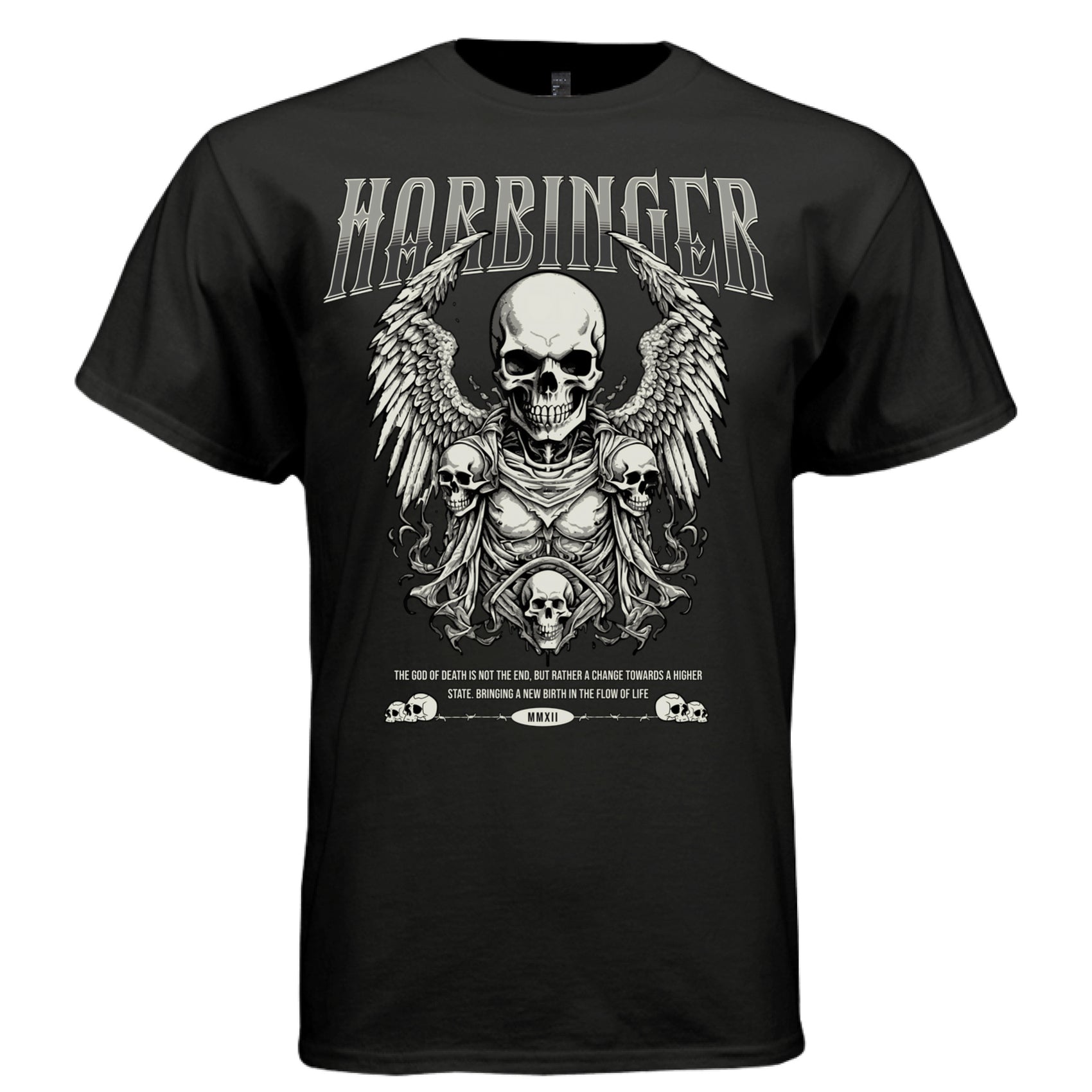 Harbinger winged skull gothic art death is not the end higher state new birth MMXII roman numerals faith rebirth tee oversized unisex Project Hood