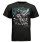 Silver alloy cherub playing violin black butterfly swarm dark flowers teal Lustrous text lustrous alloy otherworldly sheen oversized unisex tee Project Hood