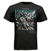 Silver alloy cherub playing violin black butterfly swarm dark flowers teal Lustrous text lustrous alloy otherworldly sheen oversized unisex tee Project Hood