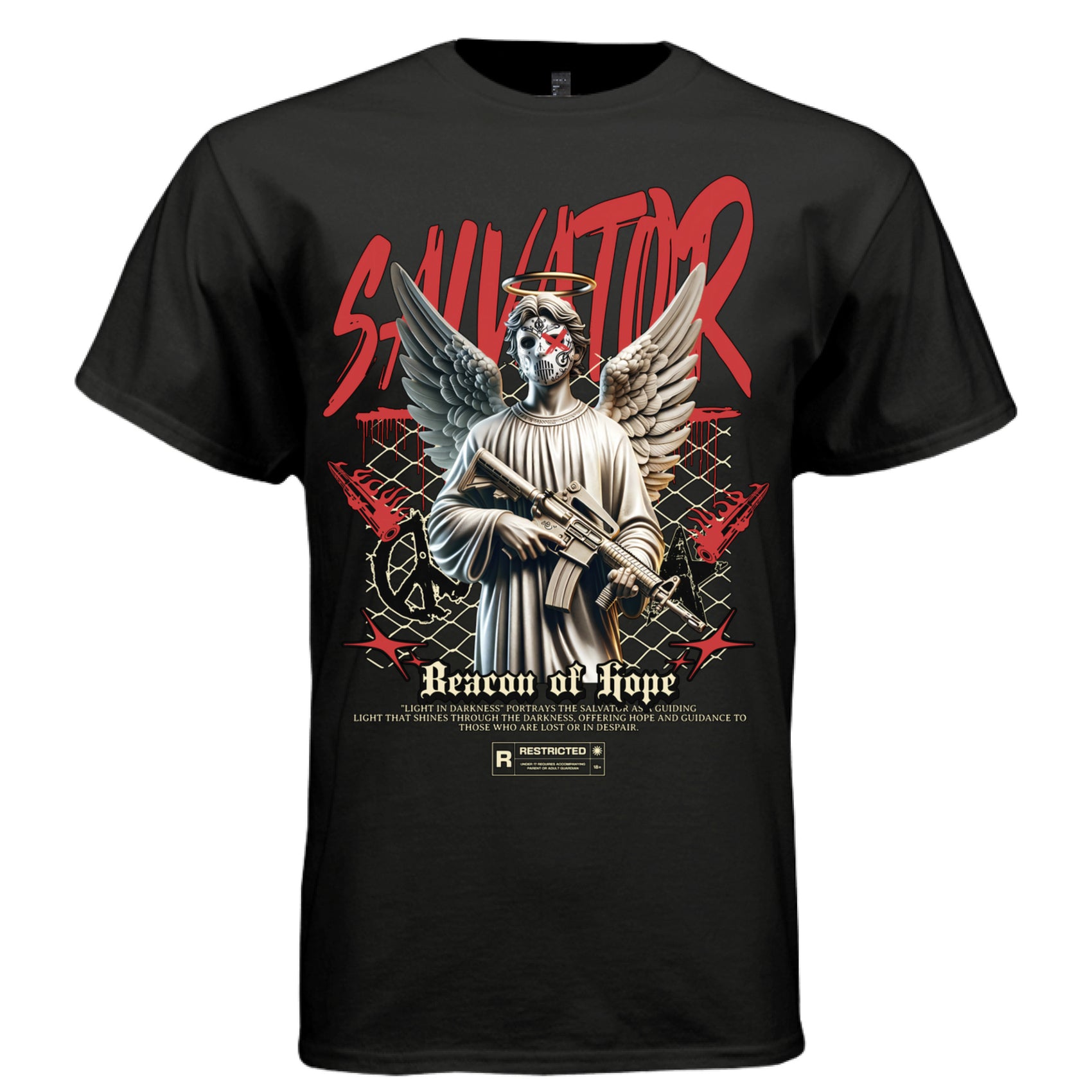 light in darkness graffiti angel oversized faith tee Project Hood