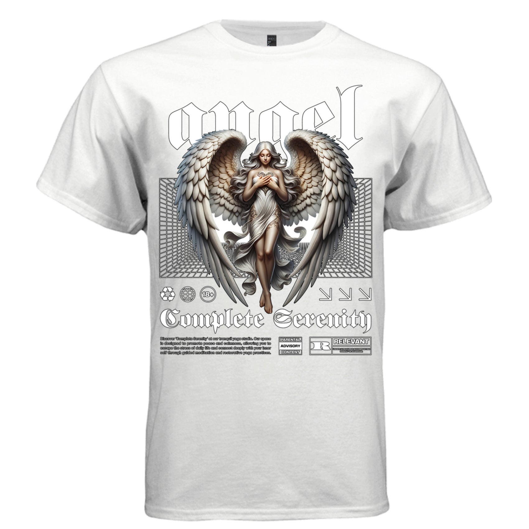 winged angel statue blackletter gothic streetwear tee Project Hood