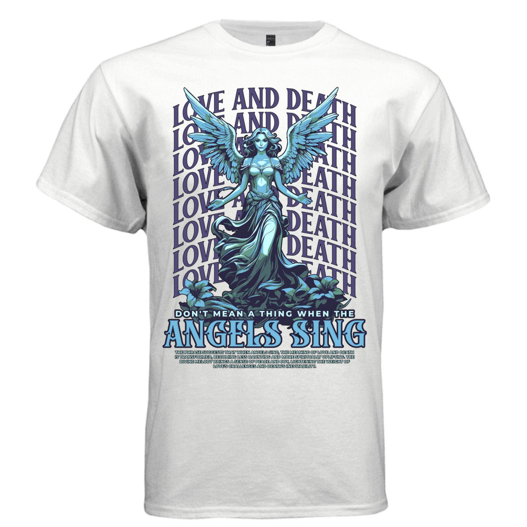 angels sing teal blue winged figure oversized tee Project Hood