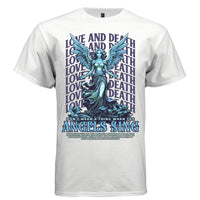 angels sing teal blue winged figure oversized tee Project Hood