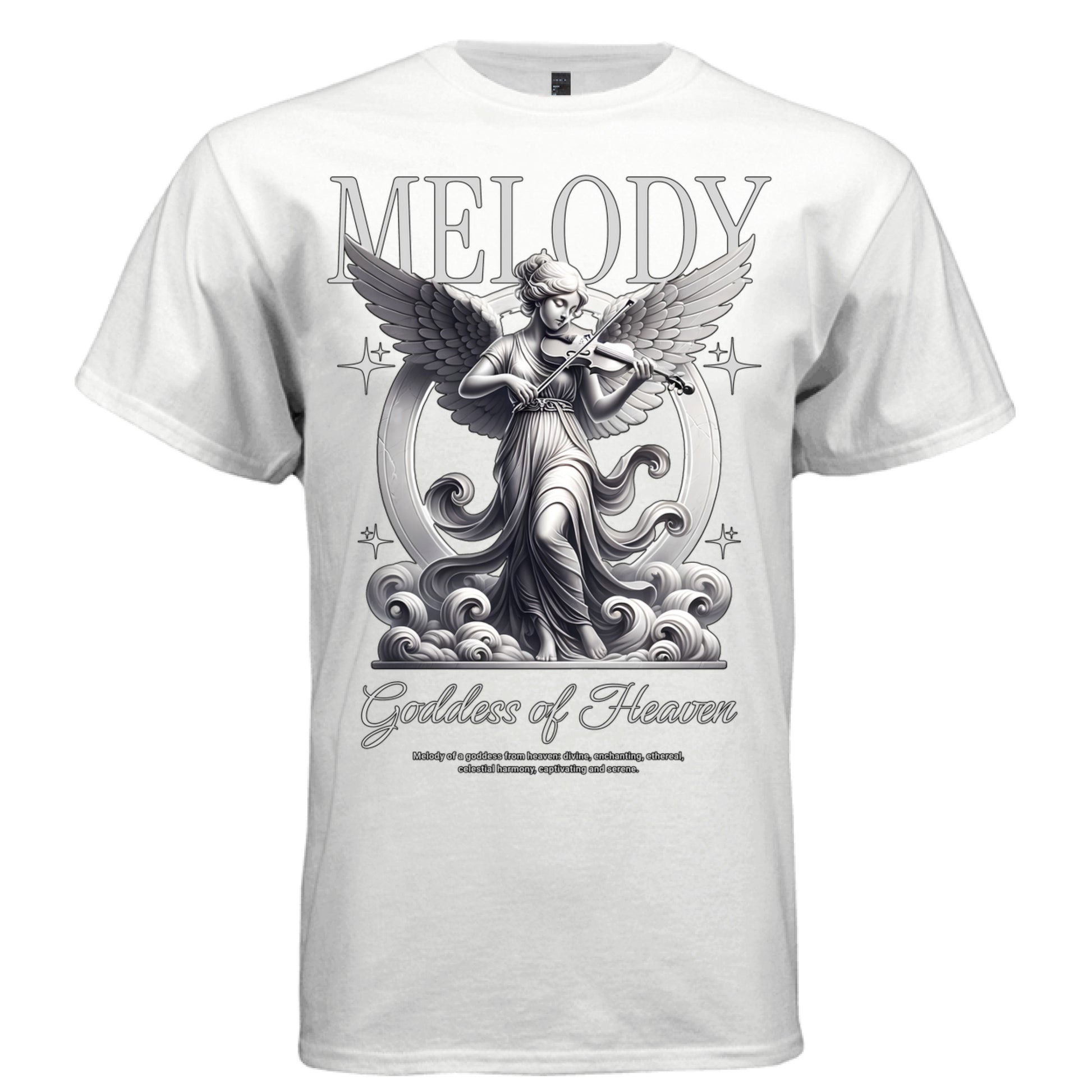 divine musician angel playing violin celestial grey streetwear Project Hood