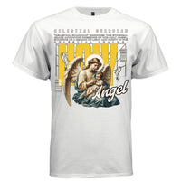 holy angel halo doves yellow HOY block letters grid background streetwear Project Hood