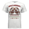 counterarguments demon in fringe jacket presiding two suited men graphic shirt Project Hood