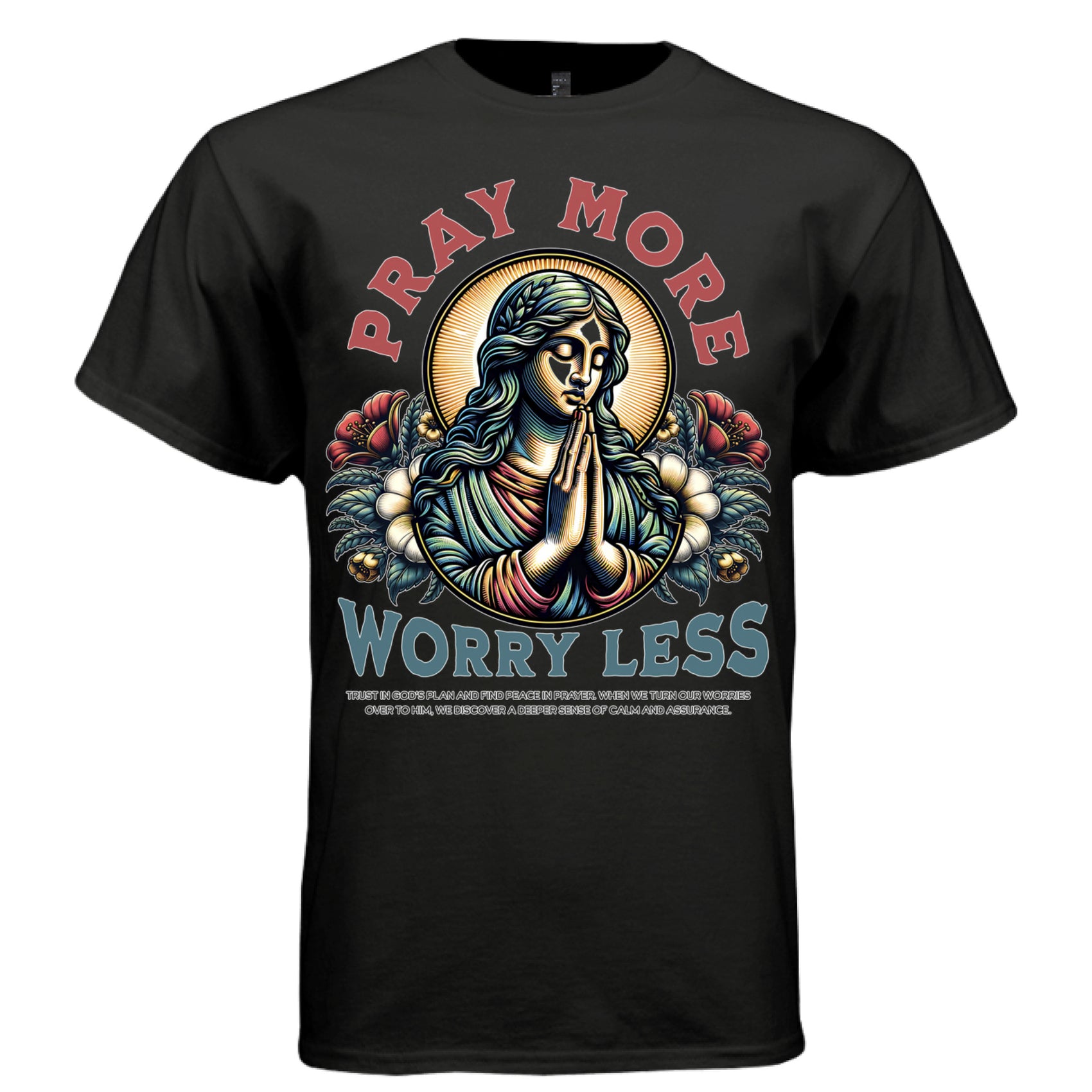 pray more worry less faith over anxiety floral halo devotional streetwear Project Hood