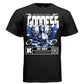 Divine technology goddess with headphones and assault rifle blue graphic tee Project Hood