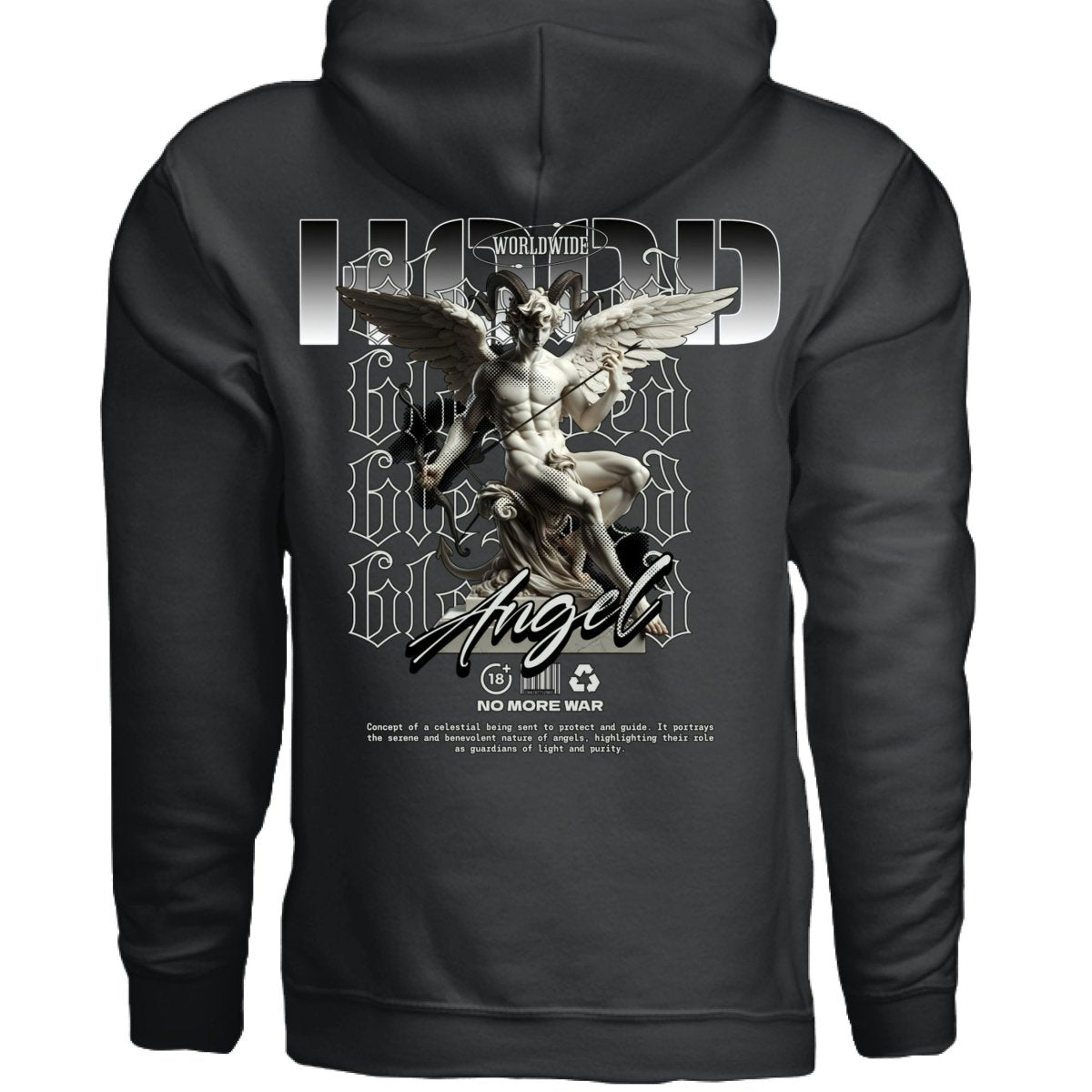 NO MORE WAR Blessed Angel Worldwide Graphic Oversized Hoodie | Project Hood 195 - Project Hood
