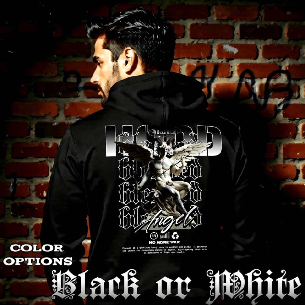 NO MORE WAR Blessed Angel Worldwide Graphic Oversized Hoodie | Project Hood 195 - Project Hood
