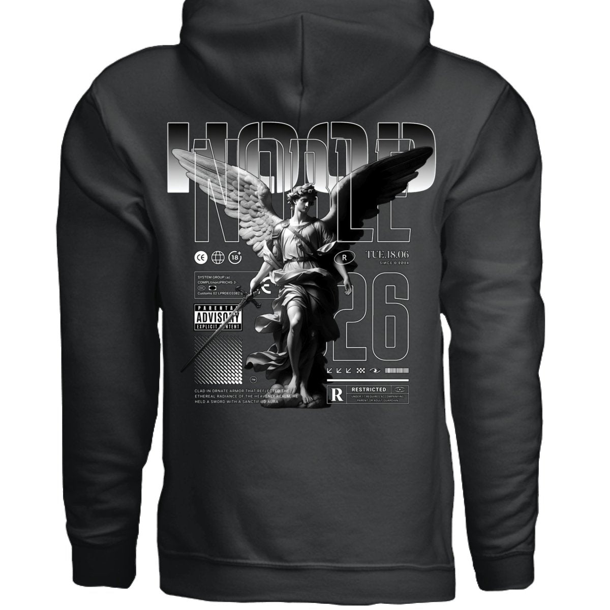 NOBLE Archangel Sword Parental Advisory Gothic Oversized Hoodie | Project Hood 142 - Project Hood