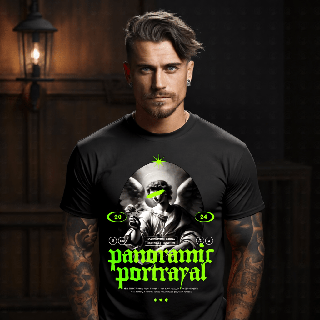 PANORAMIC PORTRAYAL Angel Rose Gothic Neon Oversized Streetwear T-Shirt | Project Hood 106 - Project Hood