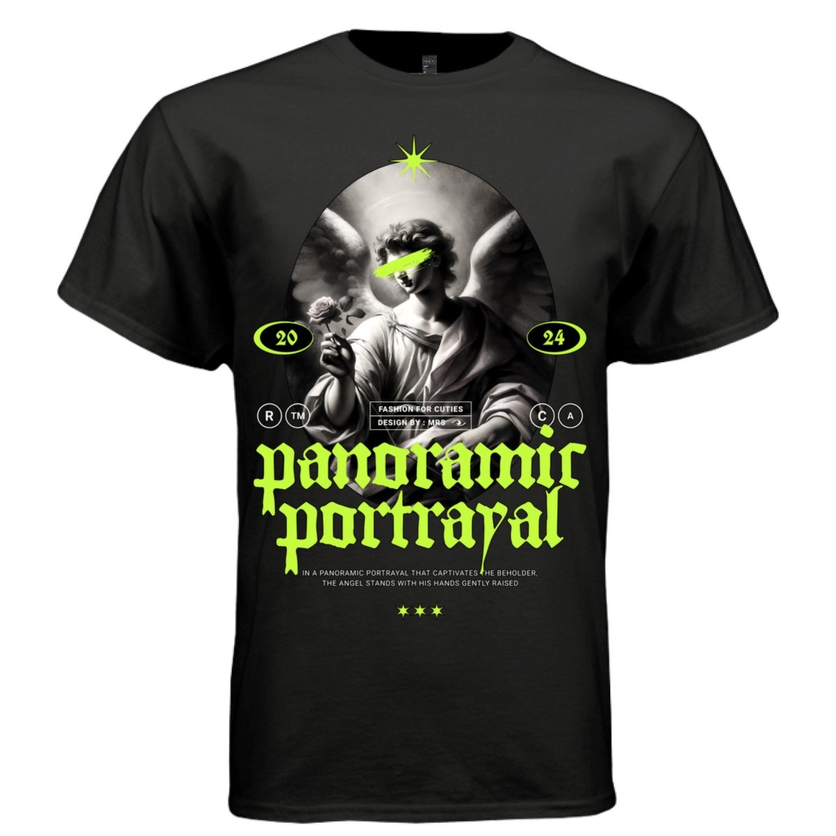 PANORAMIC PORTRAYAL Angel Rose Gothic Neon Oversized Streetwear T-Shirt | Project Hood 106 - Project Hood