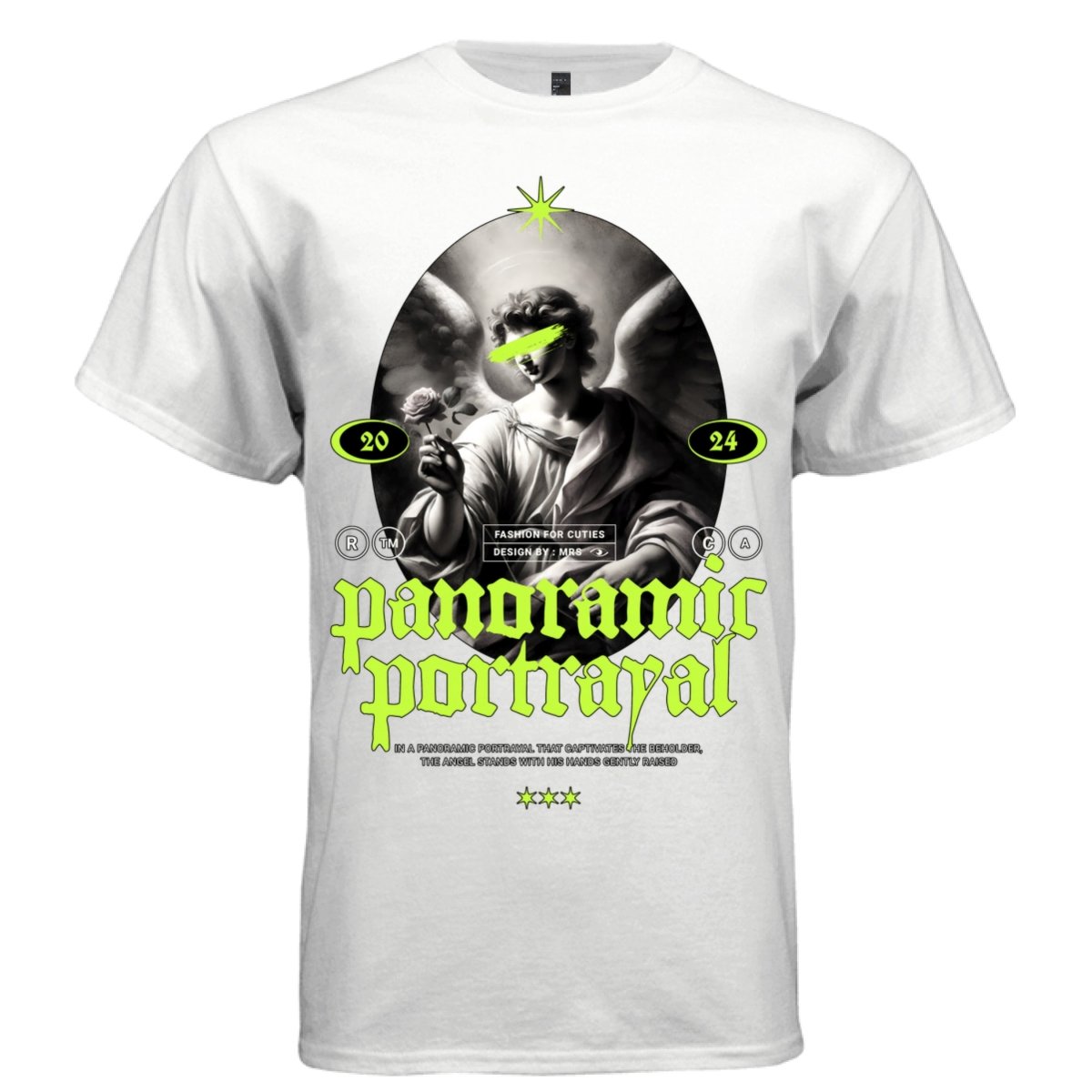PANORAMIC PORTRAYAL Angel Rose Gothic Neon Oversized Streetwear T-Shirt | Project Hood 106 - Project Hood
