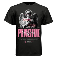 PENSIVE FIGURE Pink Censored Angel Rose Dark Wings Oversized Streetwear T-Shirt | Project Hood [132] - Project Hood
