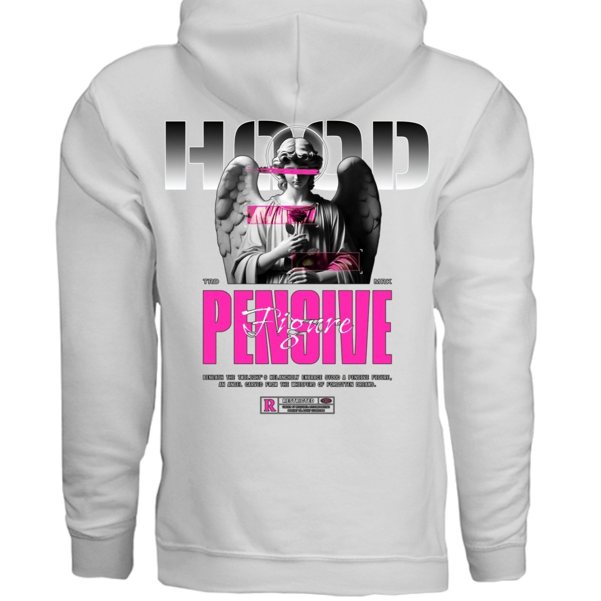 PENSIVE Pink Angel Rose Blindfolded Halo Oversized Hoodie | Project Hood 132 - Project Hood