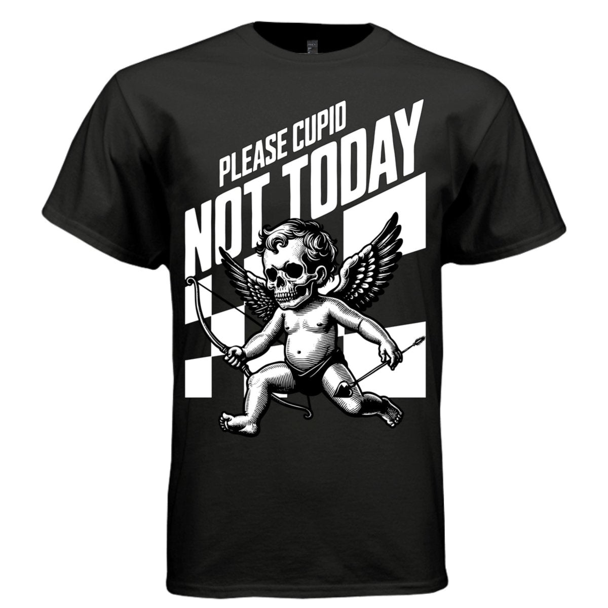 PLEASE CUPID NOT TODAY Skull Cherub Bow Arrow Oversized Streetwear T-Shirt | Project Hood 192 - Project Hood