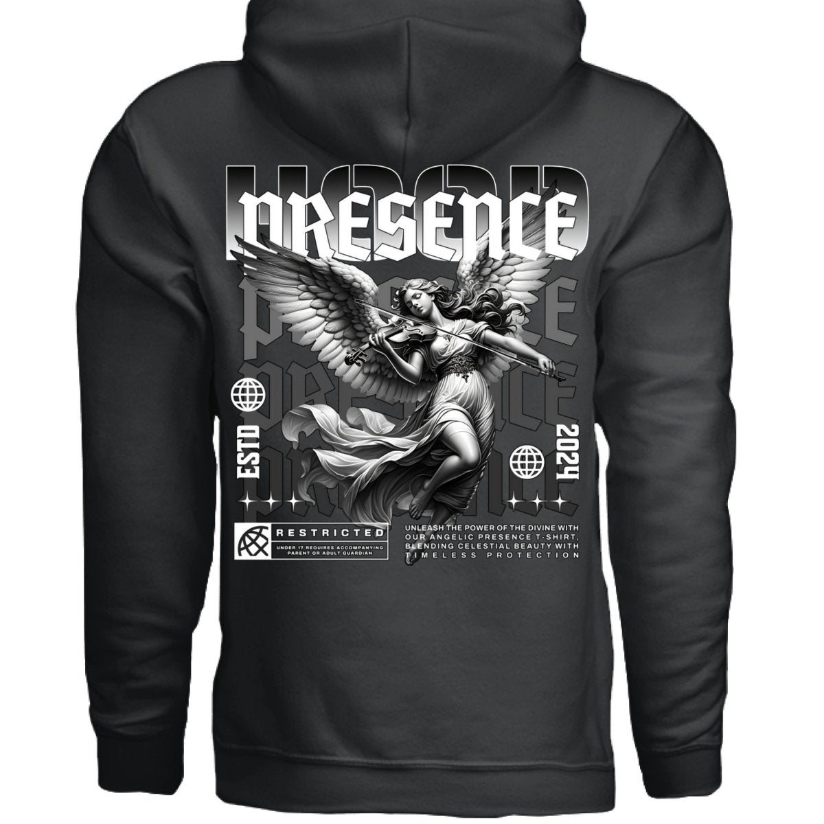 PRESENCE Violin Angel Graphic Oversized Hoodie | Project Hood 165 - Project Hood