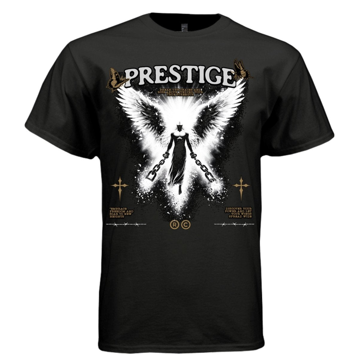 PRESTIGE Breaking Chains Angel Freedom Rise Oversized Streetwear T-Shirt | Project Hood 166 - Project Hood