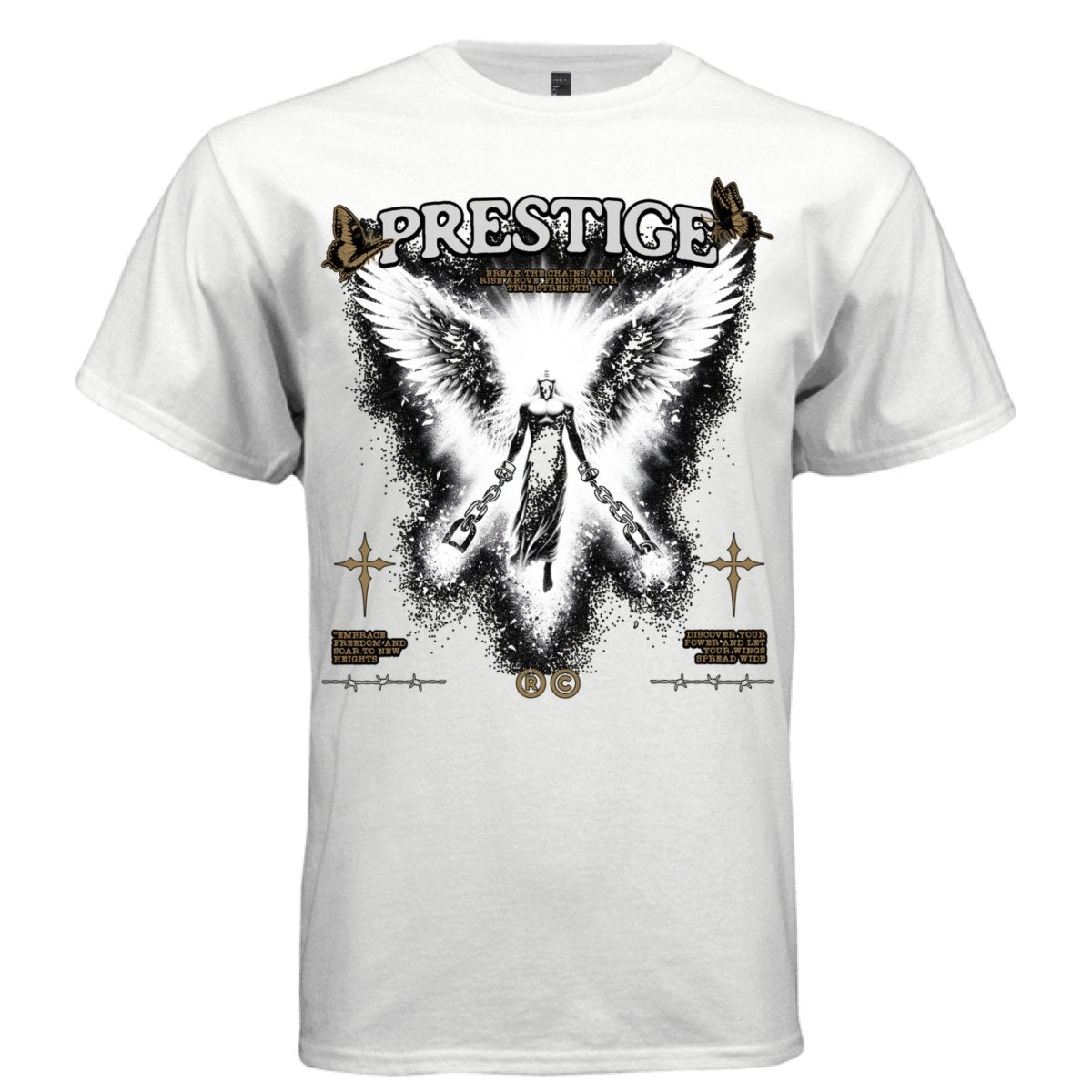 PRESTIGE Breaking Chains Angel Freedom Rise Oversized Streetwear T-Shirt | Project Hood 166 - Project Hood