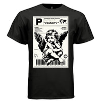 PRIORITY Express Worldwide Angel Cherub Waybill Oversized Streetwear T-Shirt | Project Hood 107 - Project Hood