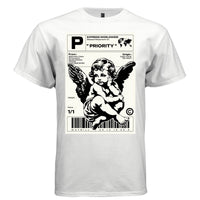 PRIORITY Express Worldwide Angel Cherub Waybill Oversized Streetwear T-Shirt | Project Hood 107 - Project Hood