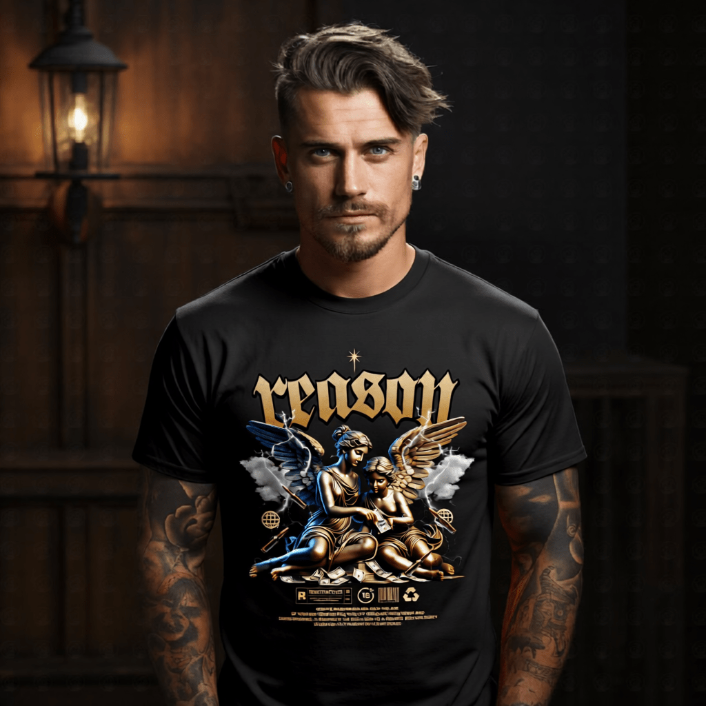 REASON Dream Weaver Marble Angel Wealth Oversized Streetwear T-Shirt | Project Hood 109 - Project Hood