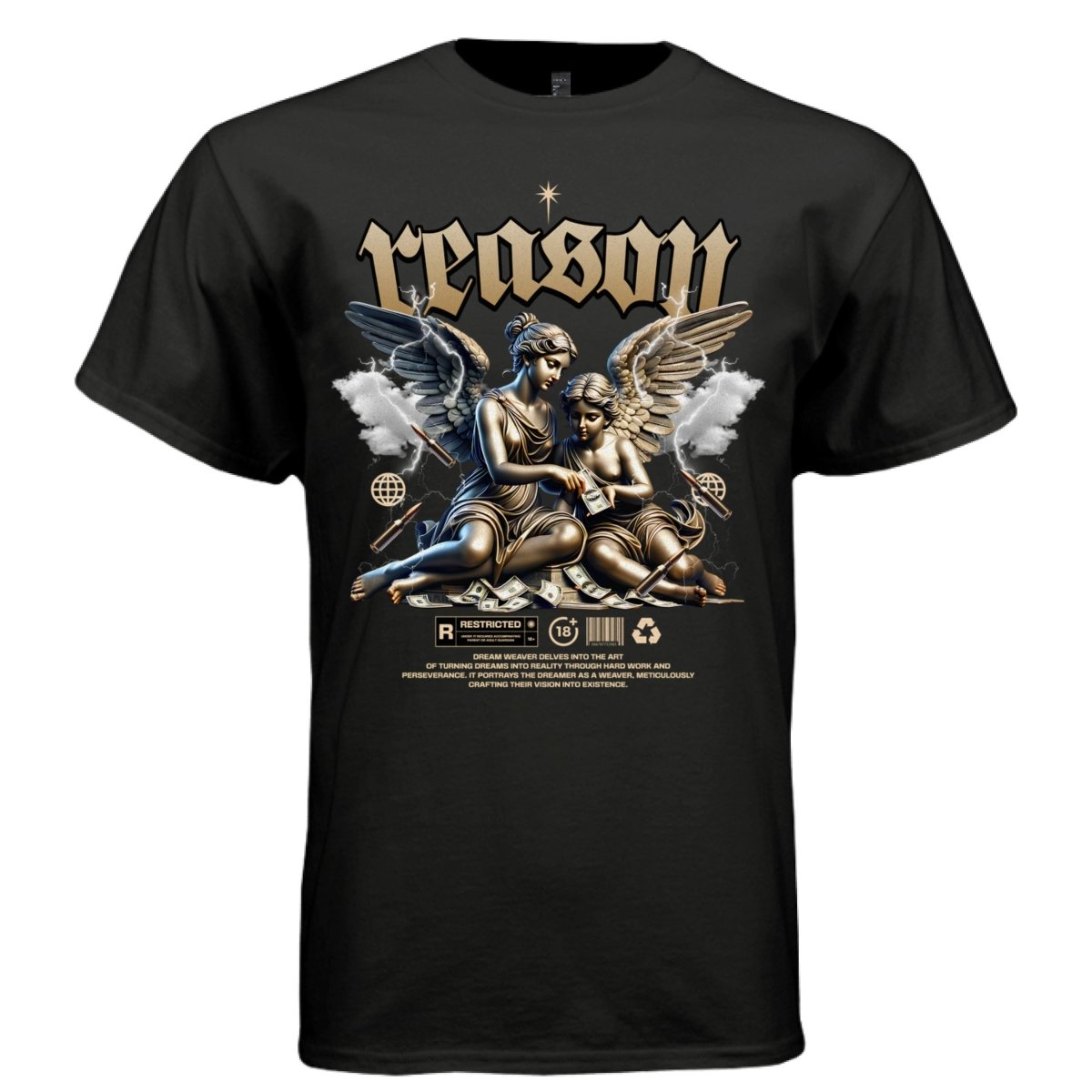REASON Dream Weaver Marble Angel Wealth Oversized Streetwear T-Shirt | Project Hood 109 - Project Hood