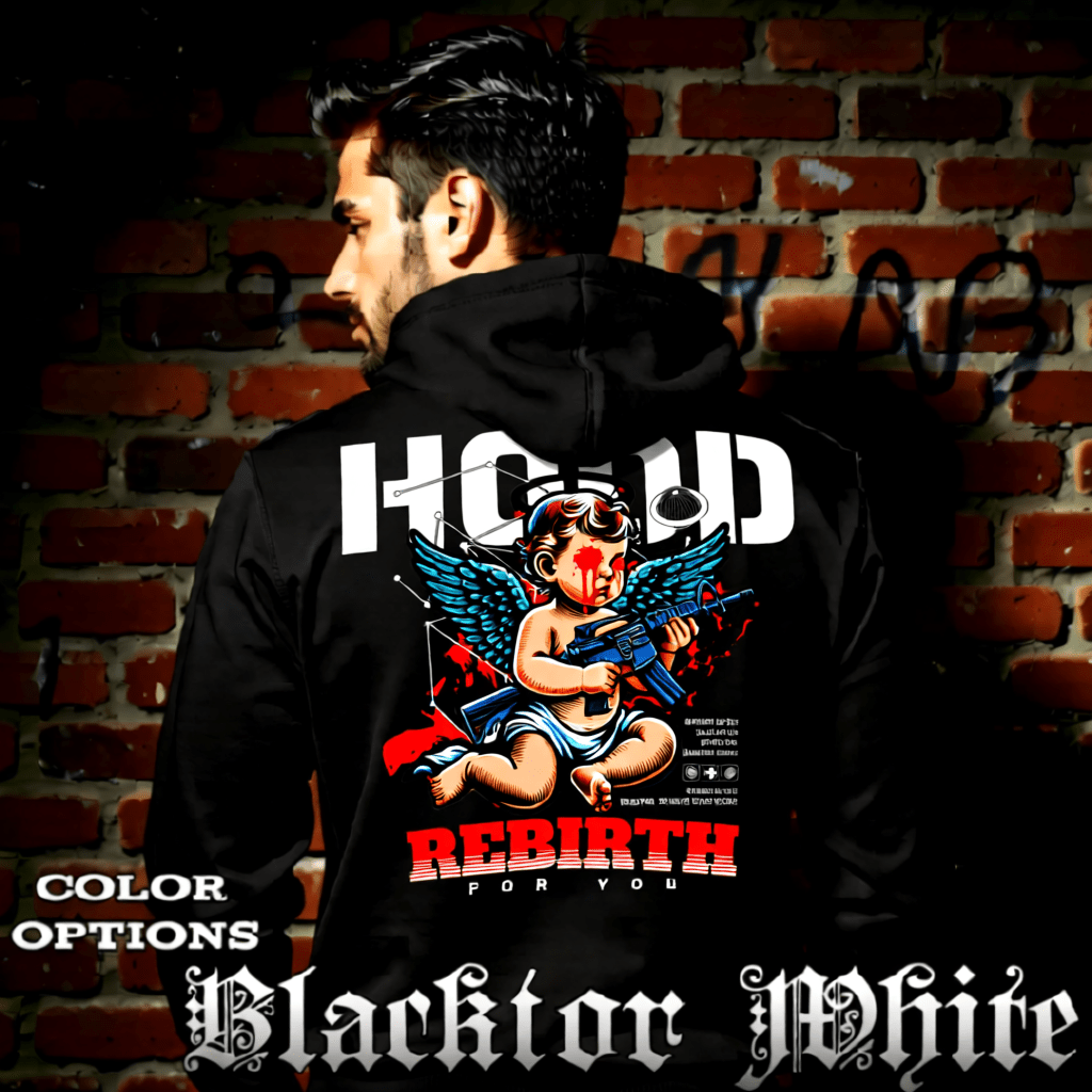 REBIRTH Bleeding Cherub Rifle Halo Red Oversized Hoodie | Project Hood 110 - Project Hood