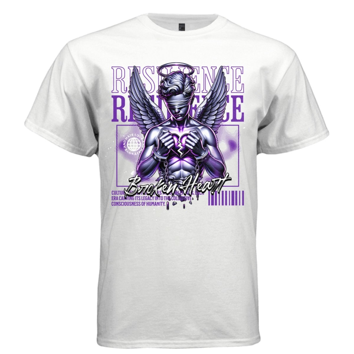 RESILIENCE Broken Heart Blindfolded Angel Handcuffs Oversized Streetwear T-Shirt | Project Hood 111 - Project Hood