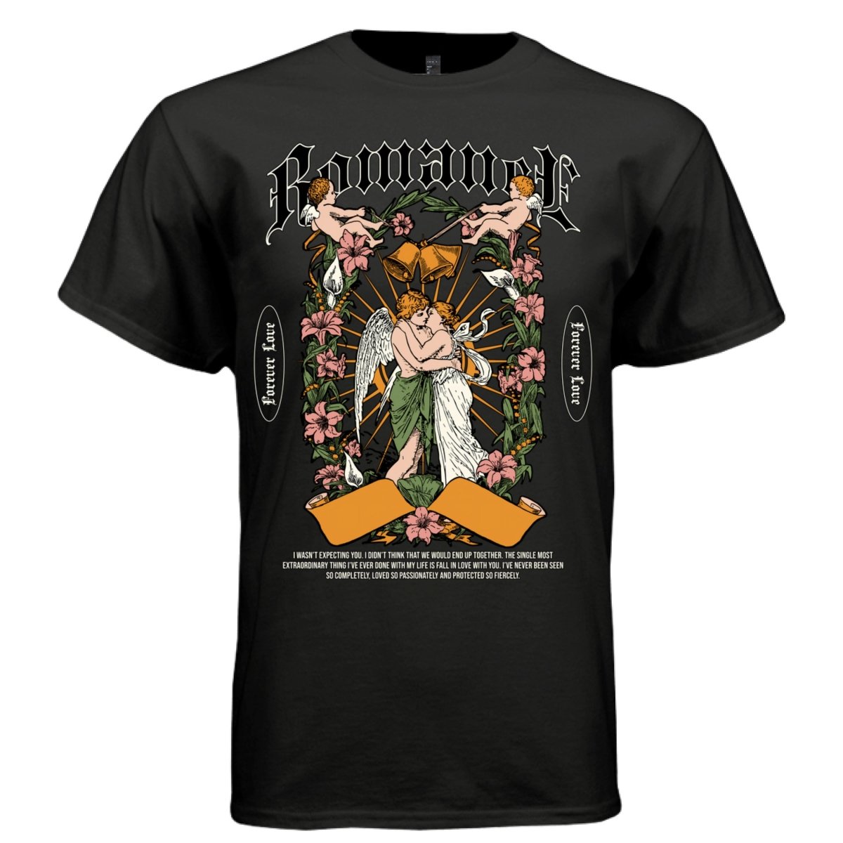 Romance Angel Graphic T-Shirt | Gothic Streetwear | Forever Love Quote | Project Hood 22 - Project Hood