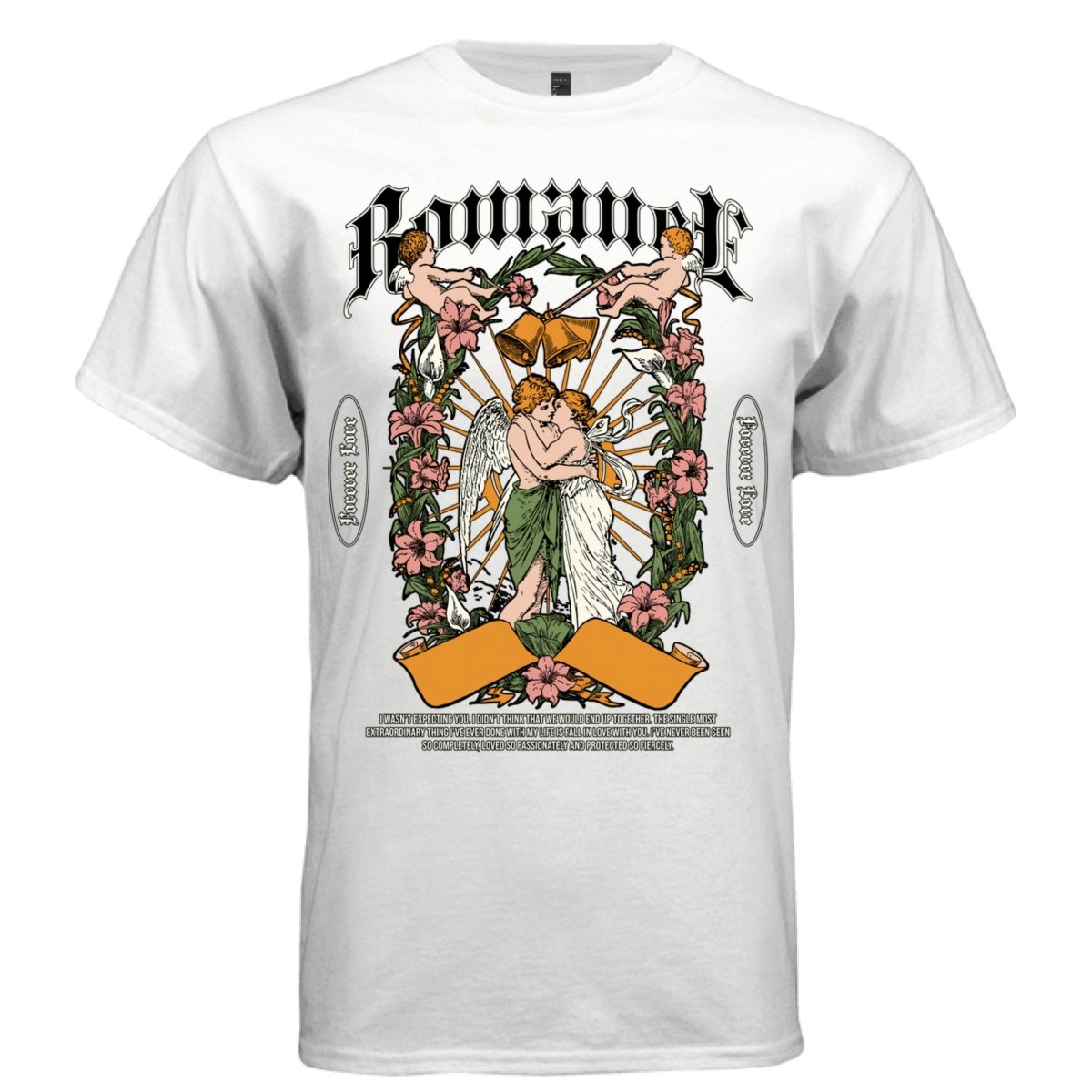 Romance Angel Graphic T-Shirt | Gothic Streetwear | Forever Love Quote | Project Hood 22 - Project Hood