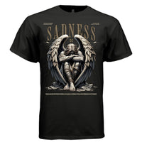 SADNESS Bound Dark Angel Wings Silent Despair Oversized Streetwear T-Shirt | Project Hood 184 - Project Hood