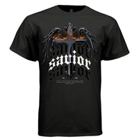 SAVIOR Winged Cross Fire Gothic Blackletter Oversized Streetwear T-Shirt | Project Hood 169 - Project Hood