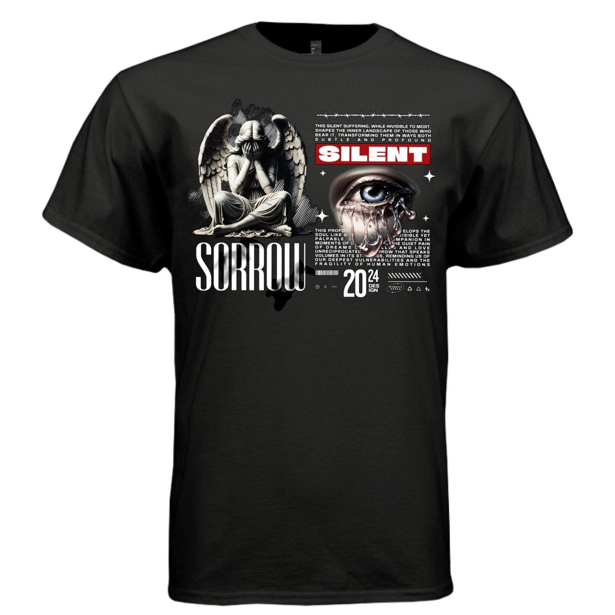 SILENT SORROW Weeping Angel Crying Eye Oversized Streetwear T-Shirt | Project Hood [128] - Project Hood