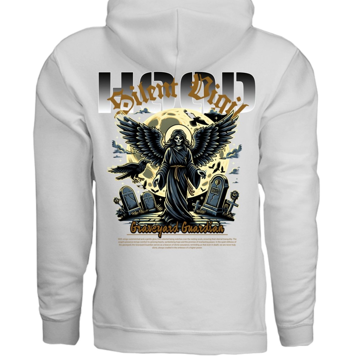 SILENT VIGIL Skeleton Angel Graveyard Moon Oversized Hoodie | Project Hood 95 - Project Hood