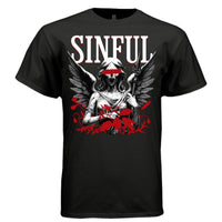 SINFUL Cracked Marble Angel Skull Trident Gothic Oversized Streetwear T-Shirt | Project Hood 186 - Project Hood