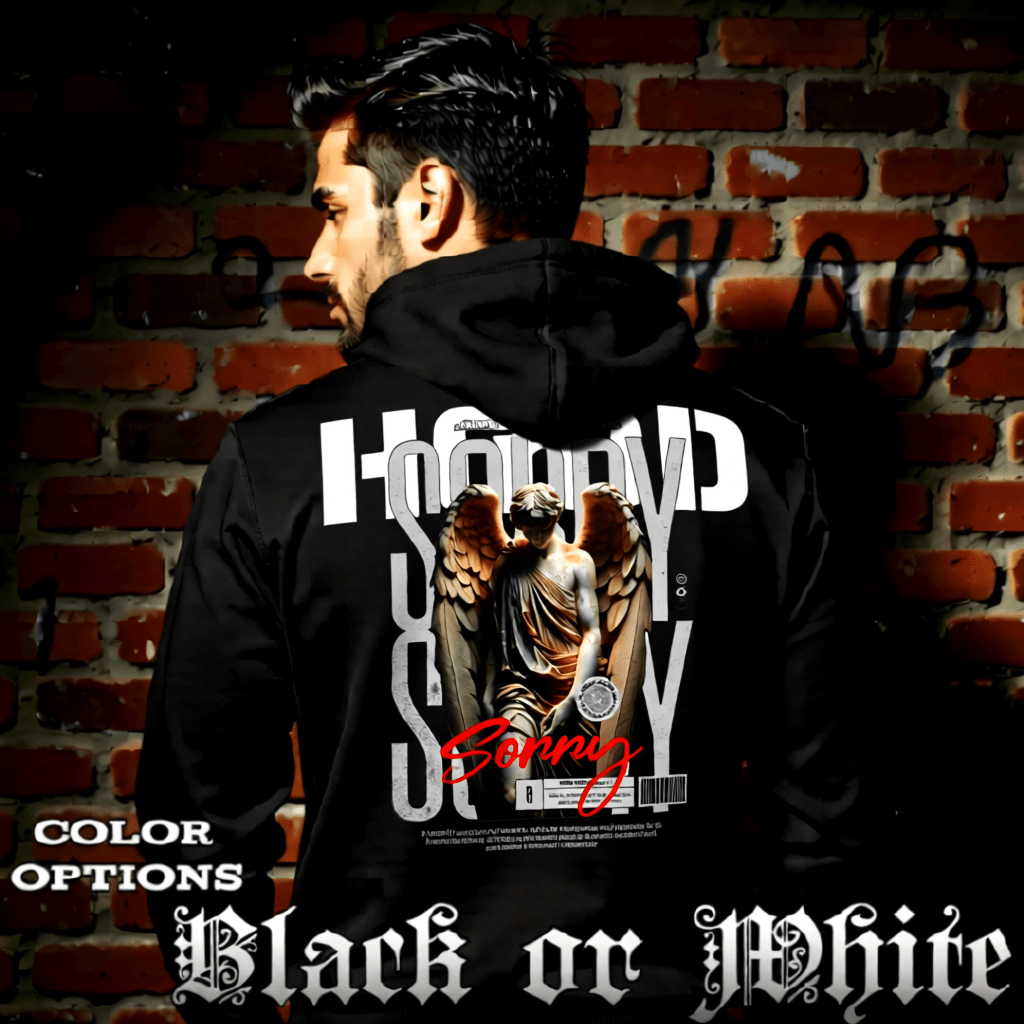 SORRY Marble Angel Script Remorse Oversized Hoodie | Project Hood 121 - Project Hood
