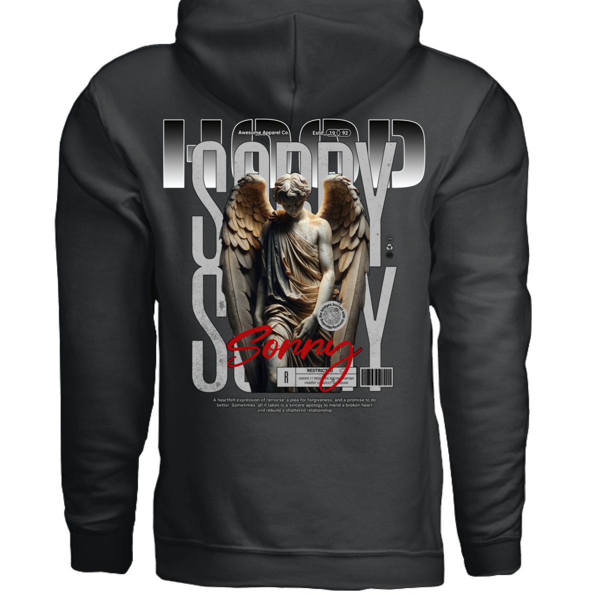 SORRY Marble Angel Script Remorse Oversized Hoodie | Project Hood 121 - Project Hood