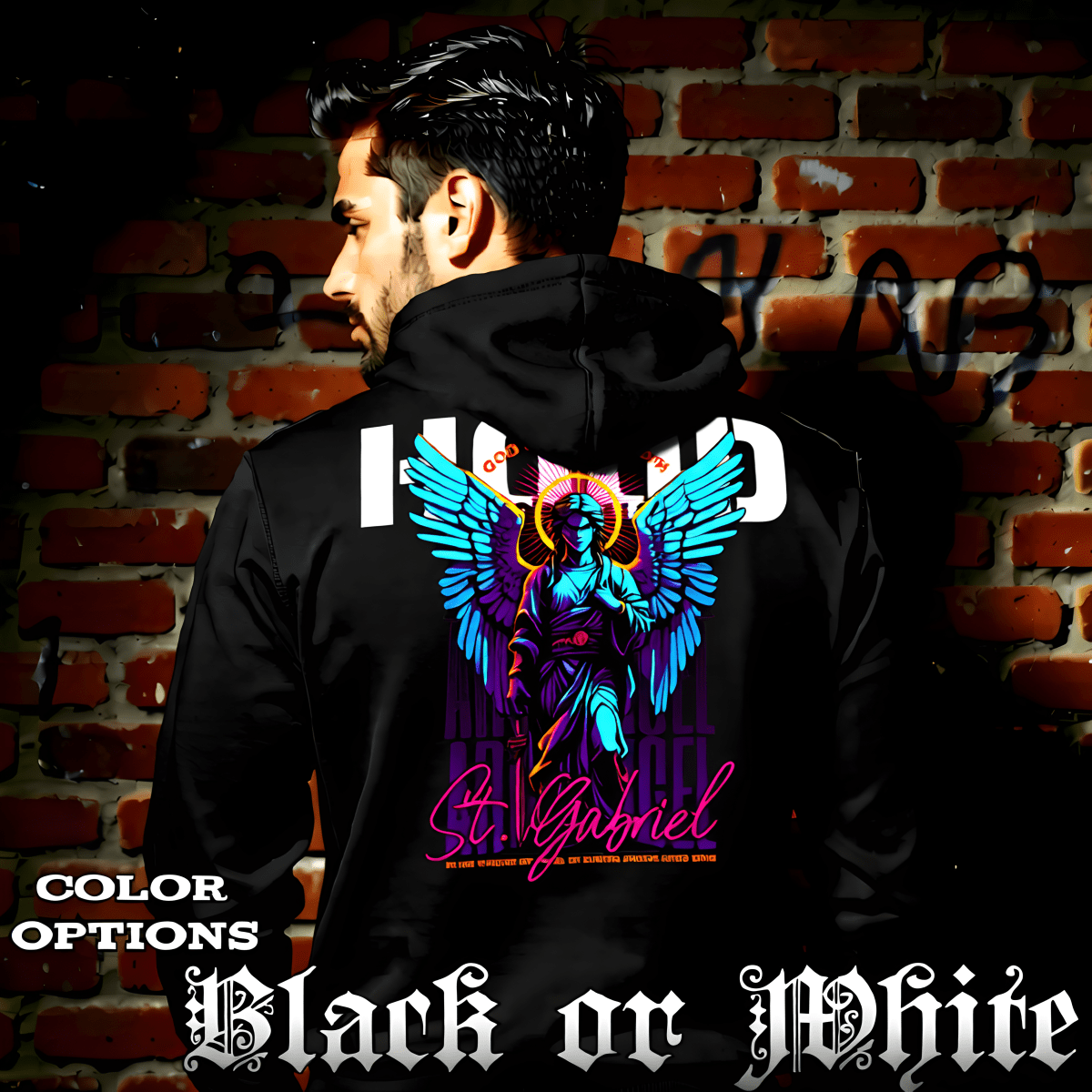 ST. GABRIEL ARCHANGEL Neon Oversized Streetwear Hoodie | Project Hood 14 - Project Hood