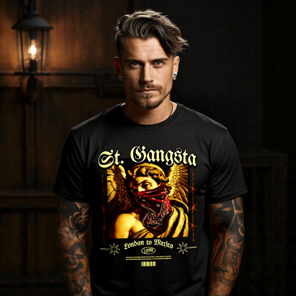 St. Gangsta London to Mexico Bandana Angel Graphic Tee | Project Hood 76 - Project Hood