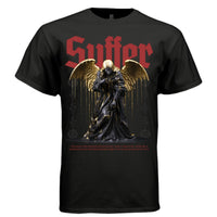 SUFFER Dark Gold Angel Black Drip Kintsugi Oversized Streetwear T-Shirt | Project Hood 174 - Project Hood