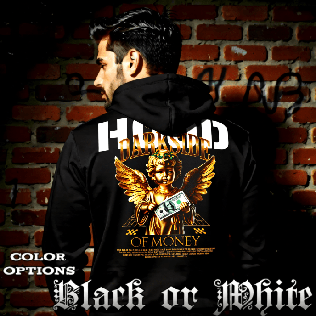 THE DARKSIDE OF MONEY Gold Cherub Dollar Bill Oversized Hoodie | Project Hood 115 - Project Hood
