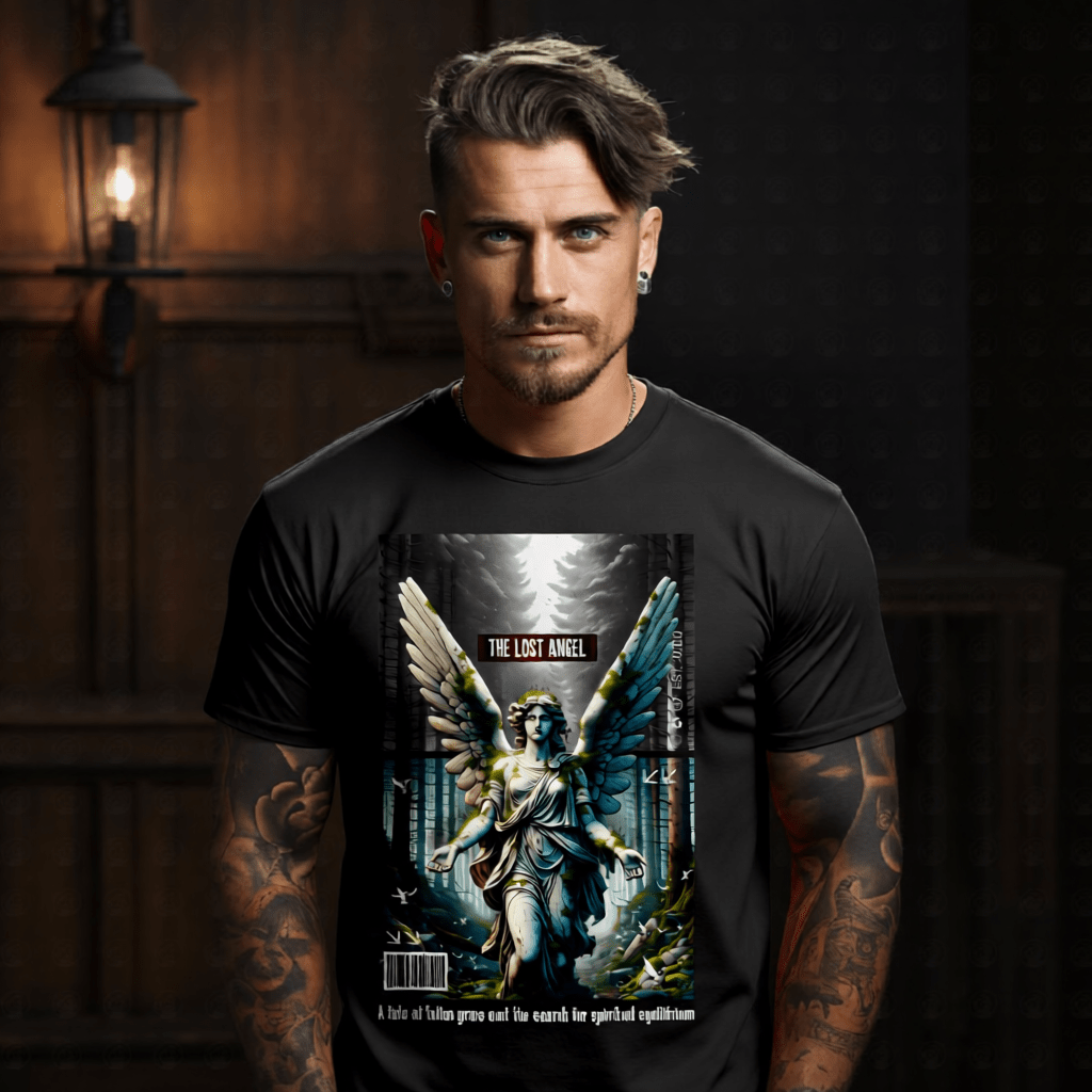 THE LOST ANGEL Forest Teal Moss Wings Fallen Grace Oversized T-Shirt | Project Hood 147 - Project Hood