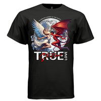 True Love Angel and Devil Kissing Full Moon Streetwear Oversized T-Shirt | Project Hood 124 - Project Hood
